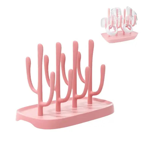 Pink Baby Bottle Drying Rack, Portable Bottle Holder for Baby Accessories