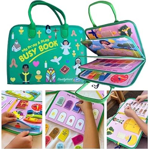 My Pray & Play Busy Board Book - Quiet Felt Activity Book for Catholic Children -Interactive Learning Tool for Mass, Church, Travel, and Bible Learning - Brother Francis/Saintly Heart