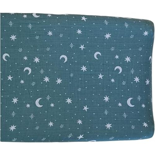 Mebie Baby Changing Pad Cover, Night Sky, 100% Muslin Cotton Changing Table Pad Cover for Baby Boy and Girl, Designer Nursery Decor Covers, Diaper Changing Pad Cover for Changing Station