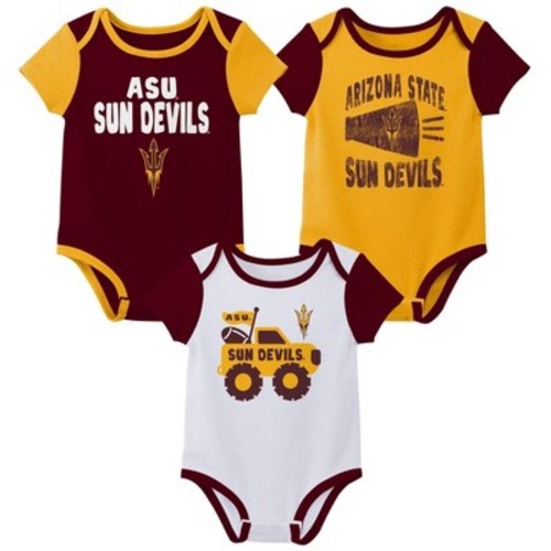 NCAA Arizona State Sun Devils Infant Boys' 3pk Bodysuit - 3-6M: ASU Baby Outfit