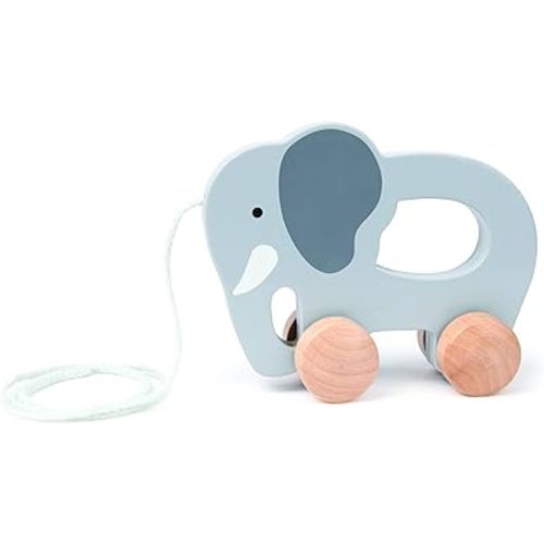 Hape Wooden Elephant Pull-Along Baby Toy| Early Learning Push and Pull Toys for Toddlers Age 1 Years and Up