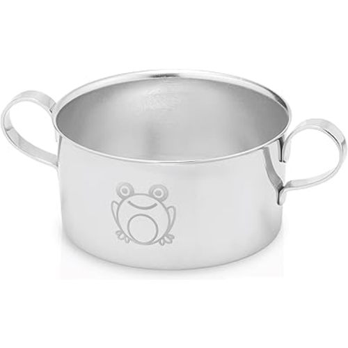 Children's Stainless Steel Bowl with Handles | Adorable Frog Design | Premium 304 (18/8) | 1-Piece | Perfect for Babies, Toddlers & Kids