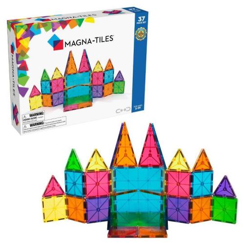 MAGNA-TILES Clear Colors 37pc Set: Magnetic Building Toys for Math, Shapes, Creative Thinking & Engineering Skills