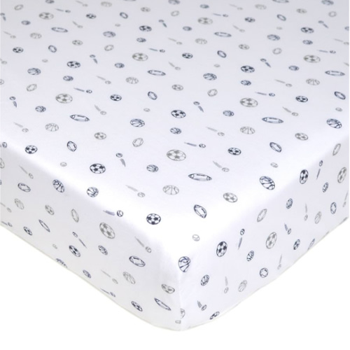 American Baby Company Fitted Crib Sheet 28" x 52", Soft Breathable Neutral 100% Cotton Jersey Sheet, Navy/Gray Sports, for Boys and Girls, Fits Crib and Toddler Bed mattresses