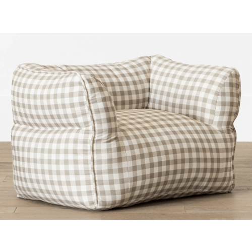 Gingham Kids Chair (tan & white)