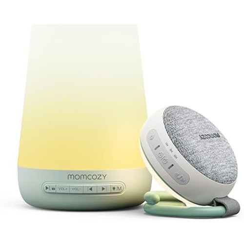 Momcozy Baby Sleep Bundle: Portable Sound Machine and App Remote Control White Noise Machine (Green) for Sleeping, Baby Registry, Newborn Essentials, Baby Shower Gifts