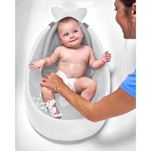 Skip Hop Infant Bath Tub 3-Stage Grow With Baby Smart Sling MOBY Bathtub, Color White
