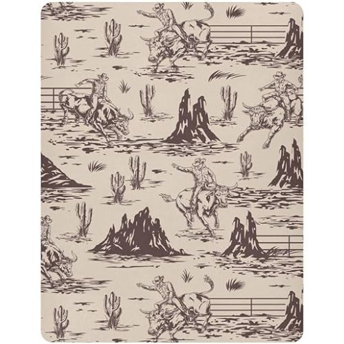 Western American Cowboy Crib Sheets Soft Breathable Fitted Baby Playard Sheets Mattress Cover for Girl Boys, 39" x 27" x 5"