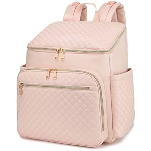 seyfocnia Diaper Bag Backpack for Women, Diaper Bag Leather with Stroller Strap Large Opening, Cute Travel Bag for Mom Dad