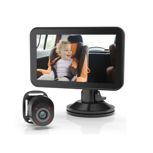 Rexing - BC500 In-Car Baby Cam with Monitor – HD 1080p & Infrared Night Vision - Black