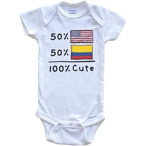 Really Awesome Shirts 50% American 50% Colombian 100% Cute Colombia USA Flags One Piece Baby Bodysuit