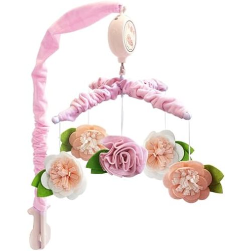 Floral Musical Baby Mobile for Crib - Crib Toys Hanging Cute Design for Boys and Girls Perfect Baby Crib Mobile with Music Ideal Crib Hanging Toy(Pink Flower)