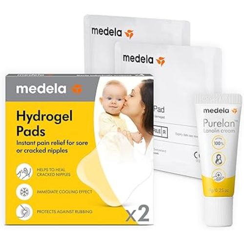 Medela Sore Nipple Rescue Kit for New Moms, Purelan Lanolin Nipple Cream, Fast Relief of Sore, Cracked Nipples & Dry Skin, Hydrogel Pads for Instant Cooling Relief During Breastfeeding & Pumping