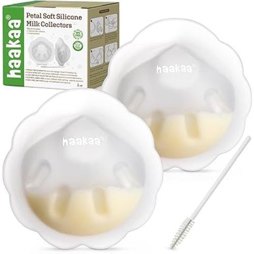 haakaa Silicone Milk Soft Collector Petal Shape, Reusable Breast Shells Milk Collection Cup, Discreet Leak-Protection Breast Milk Saver, for Breastfeeding, 2pcs