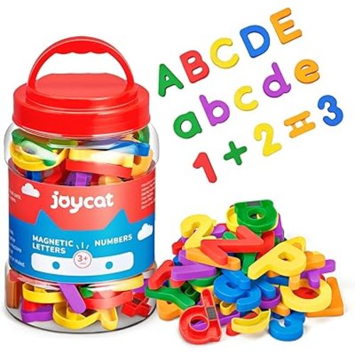 JoyCat 104 Pieces Magnetic Letters Numbers Alphabet Fridge Magnets ABC 123 Preschool Educational Learning Plastic Colorful Toy Set Uppercase Lowercase Math Symbols for Toddlers Kids