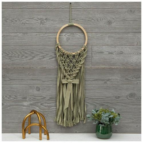 Macrame Hoop With Bow Wall Decor