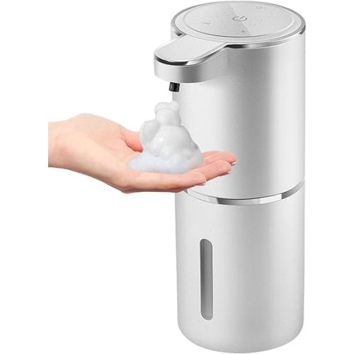 Automatic Foaming Soap Dispenser,4-Level Adjustable Foam, Wall Mount Soap Dispenser,USB Rechargeable,12.8oz/ 380ml,Touchless Hand & Dish Soap Dispenser for Bathroom, Kitchen,Hotel, Restaurant