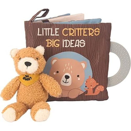 Lambs & Ivy Woodland/Forest Developmental Soft Book & Bear Plush Toy Gift Set