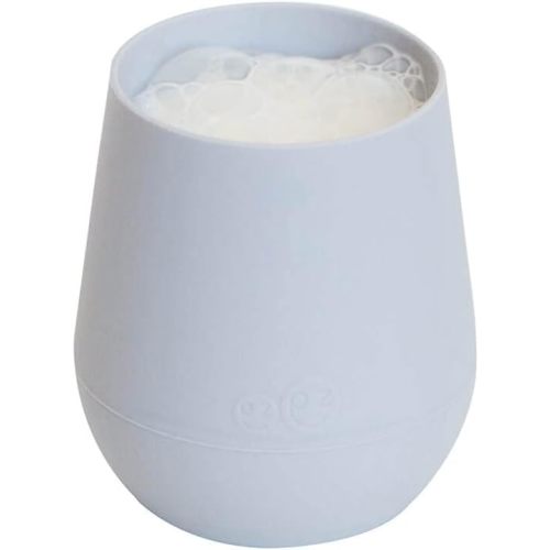 ezpz Tiny Cup (Pewter) - 100% Silicone Training Cup for Infants - 4 months + - Designed by a Pediatric Feeding Specialist - Baby-led Weaning Essentials & Baby Gifts