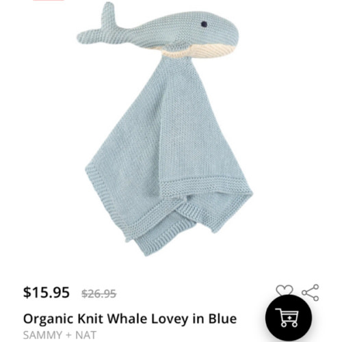 Organic Knit Whale Lovey in Blue - Pippen Hill Rooms