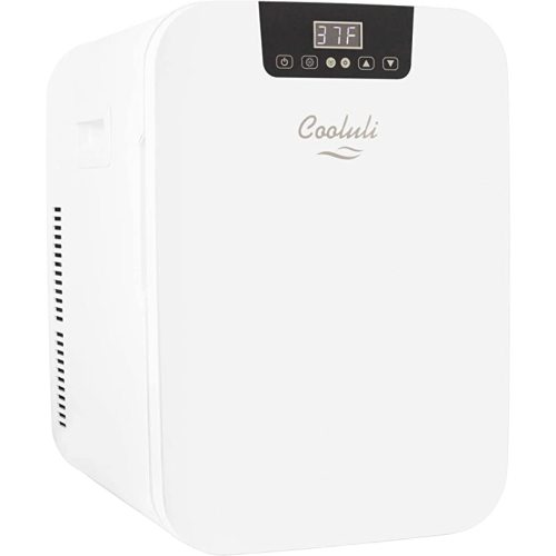 Cooluli 20 Liter Mini Fridge with Temperature Control - White Thermoelectric Cooler and Warmer for Bedroom, Office, Car, Dorm