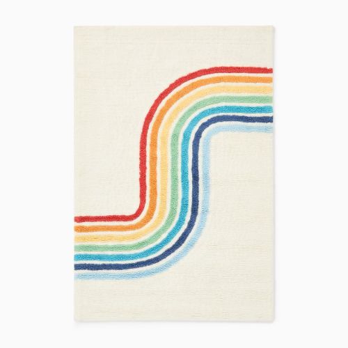 Kids Machine Washable Rainbow Track Rug