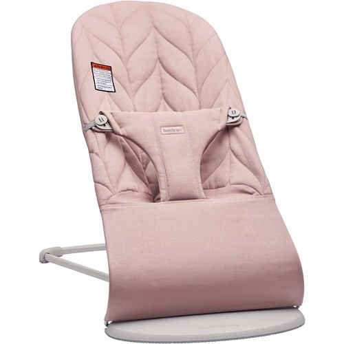 BabyBjörn Bouncer Bliss, Light Gray Frame, Cotton, Petal Quilt, Dusty Pink
