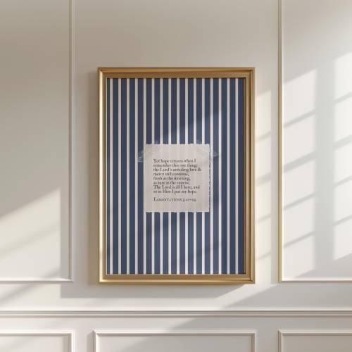 Navy Nursery Decor Bible Verse Art for Christian Nursery Decor Navy Blue Stripe Wall Art Christian Wall Decor Art Baby Boy Nursery Art Print