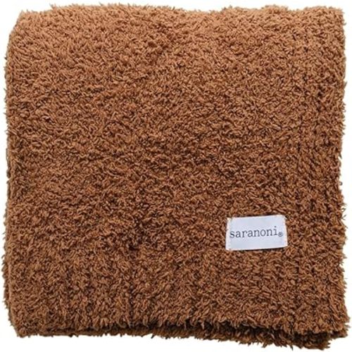 SARANONI Bamboni Luxury Baby Blanket | Plush Blanket for Infant Boys & Girls | Receiving Blanket 30” x 40" | Caramel