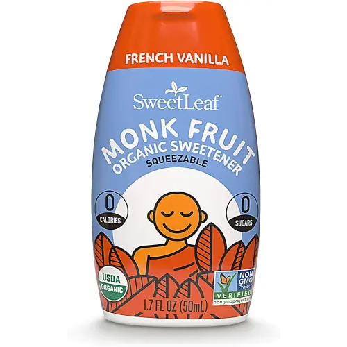 SweetLeaf French Vanilla Liquid Monk Fruit - Monk Fruit Liquid Sweetener Drops, Organic Monk Fruit Extract, Zero Calorie Sweetener, Sugar Free, Keto Friendly, Erythritol Free - 1.7 Fl Oz