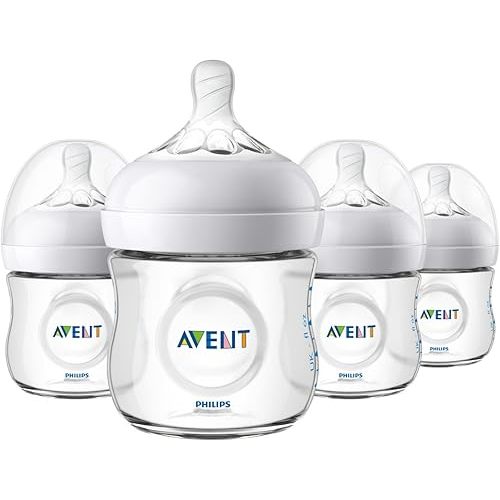 Philips Avent Natural Baby Bottle, Clear, 4 Oz, 4 Pack, SCF010/47