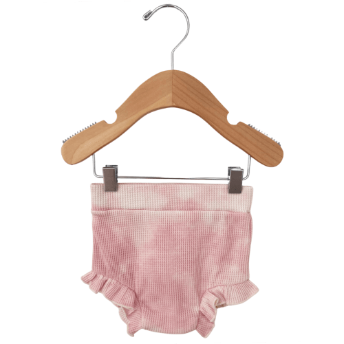 Organic Waffle Ruffle Bloomer, Ballet Pink Tie Dye