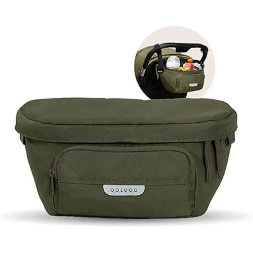 Colugo On-The-Go Stroller Organizer Insert with Zipper, Stroller Caddy with Cup Holder, Stroller Accessories for Parents specially designed to fit to your stroller with Non Slip Straps (Olive)