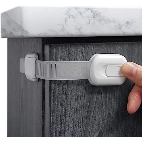 Child Safety Strap Locks (4 Pack) for Fridge, Cabinets, Drawers, Dishwasher, Toilet, 3M Adhesive No Drilling - Jool Baby
