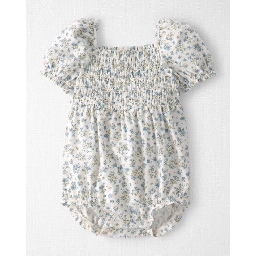 Baby Girl Smocked Romper Made with Organic Cotton in Spring Bloom - Little Planet | Carter's