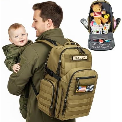 MIRACOL Baby Diaper Bag for Dad: Military-Grade 900D Polyester with 16+ Multiple Pockets for Active Dad - 40L XL Capacity for 1–3 Day Trips