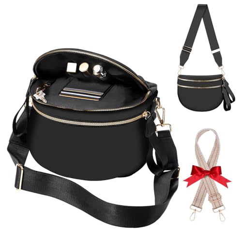 Bum Bag Checkered Crossbody Bag for Women, Nylon Bum Bags with Adjustable Strap Oversized Waist Purse Women's Large Fanny Pack