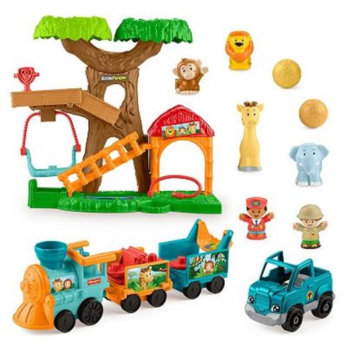 Fisher-Price Little People Wildlife Train & Trek Toddler Gift Set with Animals & Figures