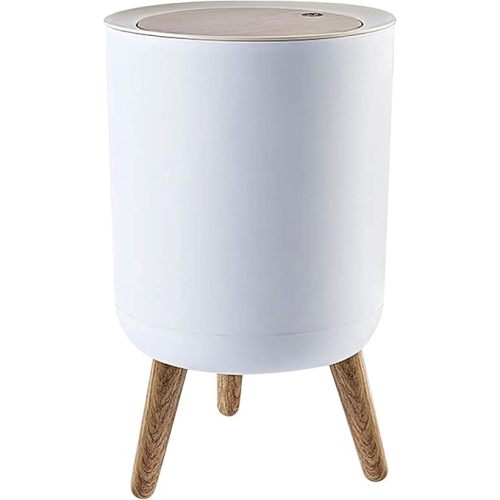 Trash can，7Liter/1.8 Gallon Garbage can with Press top Lid，Nordic Modern Waste Basket，Plastic Trash bin Suitable for Kitchen, Bathroom, Bedroom, Living Room, Office, Outdoor，Dog Proof Trash can……
