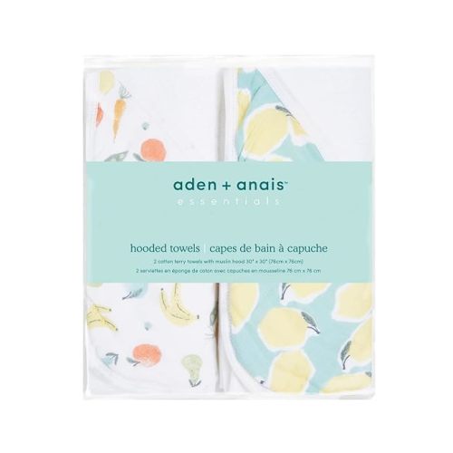 aden + anais Essentials Hooded Baby Bath Towels (Farm to Table)
