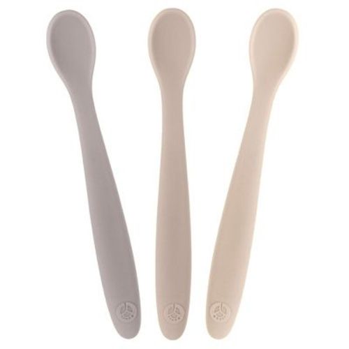 Weesprout Silicone Baby Spoons, First Stage Infant Feeding Utensils With Soft-tip - Set Of 3 (matte Dark Grey, Off White, Tan)