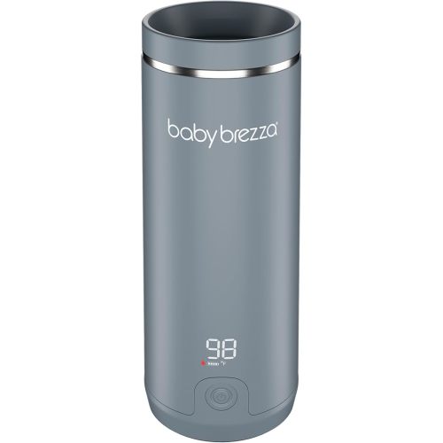 Baby Brezza Superfast Portable Baby Bottle Warmer – 67% Faster - Travel Breastmilk Warmer and Formula Warmer - Safe, Even Heating - Up to 9oz - No Adapters, Grey