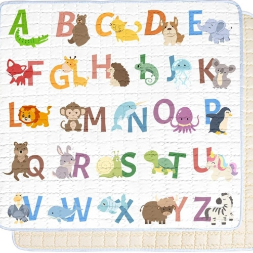 Beavtaens Baby Play Mat, 50x50 Playpen Mat with Super Soft Touch, Thick Activity Mat with Upgraded Anti-Slip Bottom, Machine Washable Crawling Mat for Floor & Picnic (Animal)