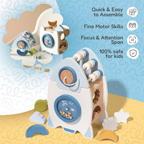 Montessori Learning Rocket - 7 Activities in 1 Toy!
