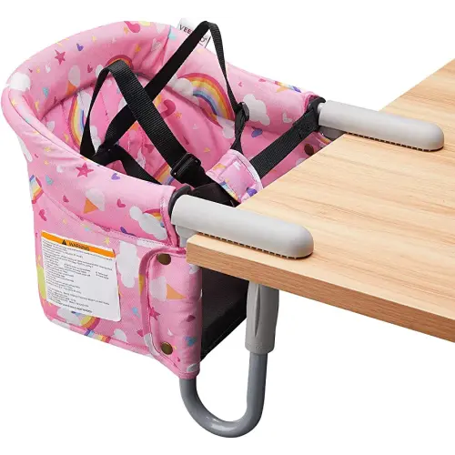 Hook On Chair, VEEYOO Clip On High Chair Folding Fast Table Chair with Storage Bag, Portable Baby Feeding Seat Attach to Table for Home and Travel