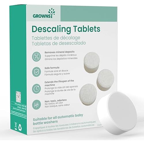 GROWNSY Descaler Tablets, 24 Descaling Tablets Compatible with Momcozy, Baby Brezza, Papablic Bottle Washer, Effective for Bottle Washer, Warmer, Sterilizer, Formula Maker & Baby Feeding Essentials