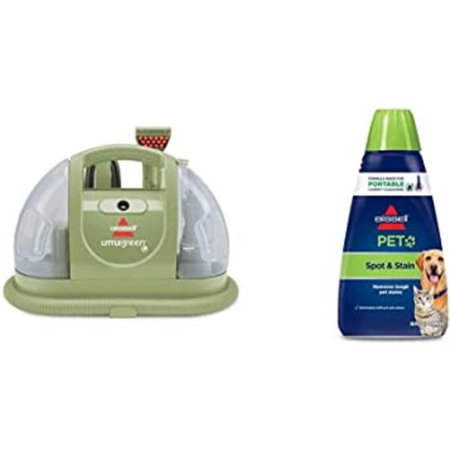 Bissell Multi-Purpose Portable Carpet and Upholstery Cleaner, 1400B, Green with Bissell 74R7 Pet Stain & Odor Portable Machine Formula, 32-Ounce, Fl Oz