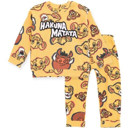 Disney Baby Waffle Knit Pullover Sweatshirt and Jogger Pants Outfit Set Newborn to Infant