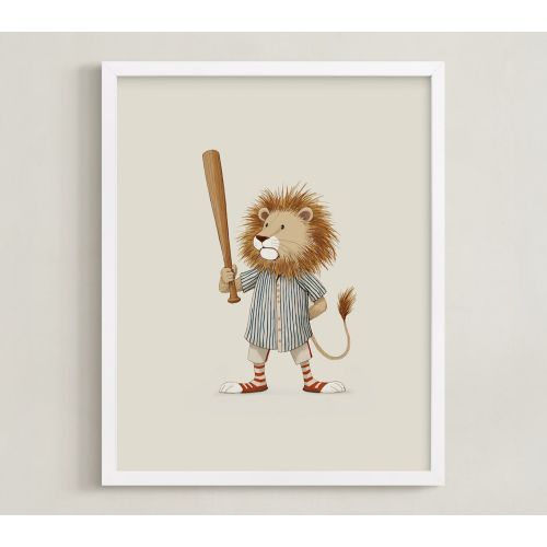 Animal All-Stars Art - Lion / White Frame / 16x20