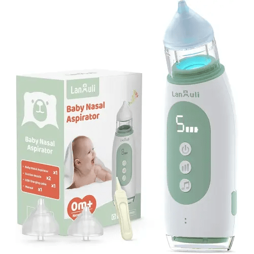 Hospital-Grade Nasal Aspirator for Baby, Automatic Toddler Nose Sucker, Infant Snot Cleaner with Adjustable Suction Level, Music and Light Soothing Function